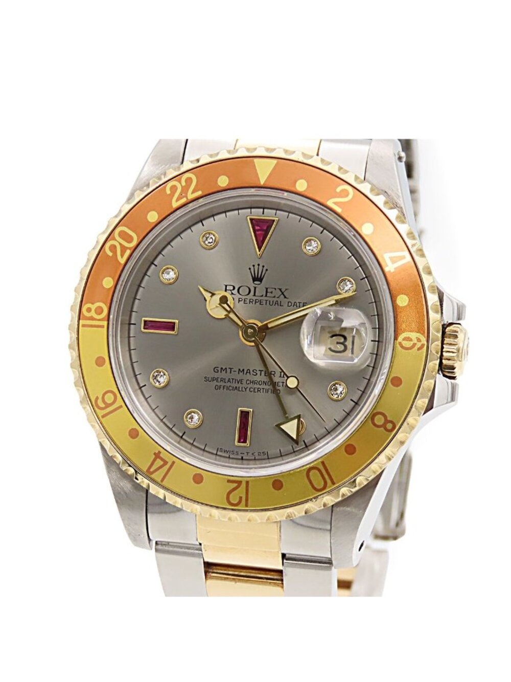 Rolex GMT-Master 2 Silver Gold Brown SS YG Ruby Diamond Root Beer Gray Dial